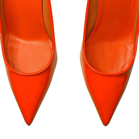Christian Louboutin Sporty Kate 85 Patent Pumps Sunrise Orange Size 37.5 Heels - Picture 3 of 14